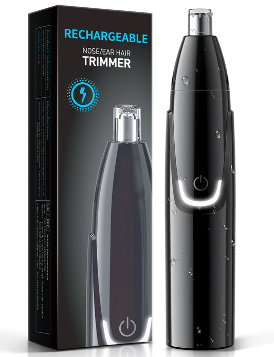 ZORAMI Rechargeable Ear and Nose Hair Trimmer - 2025 Professional Painless Eyebrow & Facial Hair Trimmer for Men Women, Powerful Motor and Dual-Edge Blades for Smoother Cutting Black