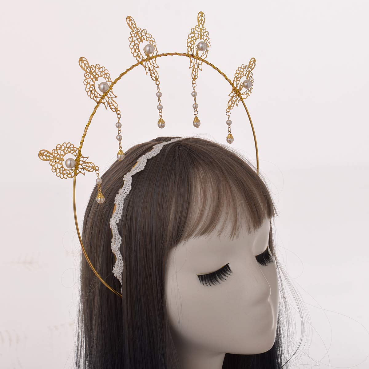 BLESSUME Mary Halo Crown Headband Goddess Headwear Halloween Costume Headpiece Headdress for Cosplay Party (U)