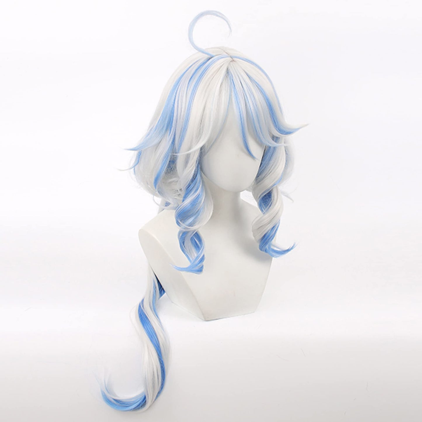 maysuwell Furina Cosplay Wig Genshin Impact Focalors Fontaine Wigs Long Blue Mixed White Hair Synthetic Fabric with Free Wig Cap for Women Comic Con, Cosplay Show