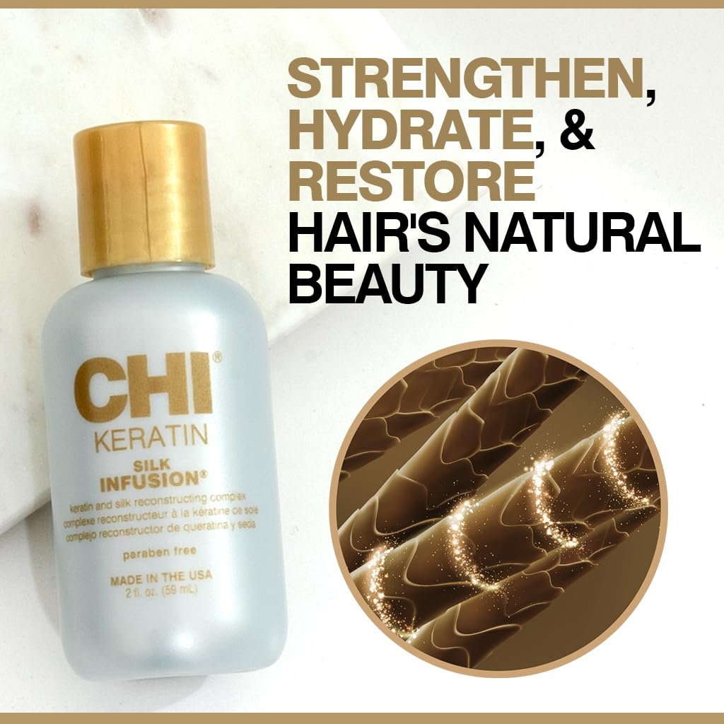 CHI Keratin Silk Infusion - Hydrating Hair Serum for Softness & Shine | Sulfate-Free, 2 Oz