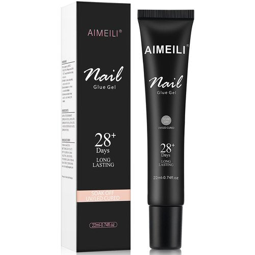 AIMEILI Hema Free Nail Glue Gel 22ml for Nail Tips and Clear Acrylic Nails, Cruelty Free, Vegan, Long Lasting Strong Adhesion for Nail Extension Fake Nails