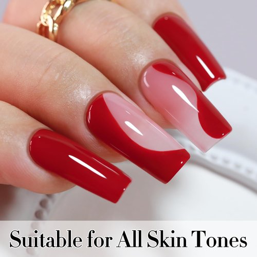Double Rhythm 15ML Gel Nail Polish Pure Sheer Same Color Same Bottle Soak Off Gel Polish Art Manicure Salon DIY at Home for Women (Red-A1399)