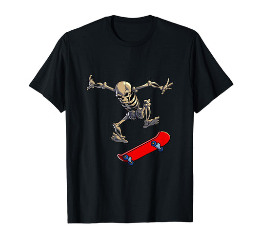 Skateboarding Skeleton Men Boys Skater Skateboard Halloween T-Shirt