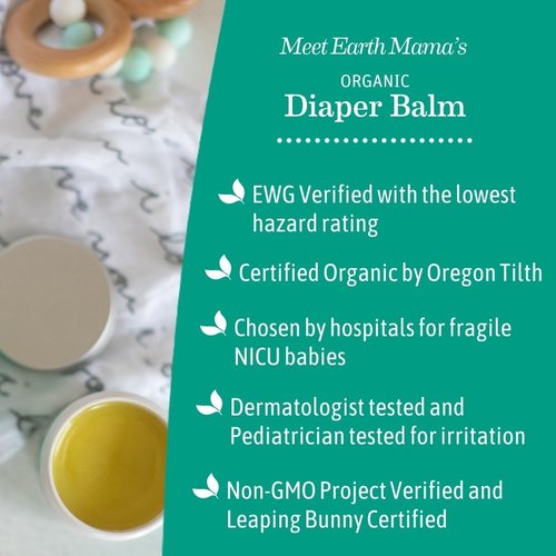 Earth Mama Organic Diaper Balm - EWG Verified Diaper Cream for Sensitive Skin | 2-Ounce (2-Pack)