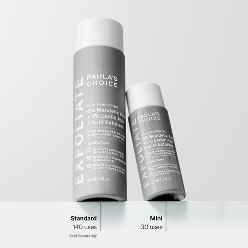 Paula’s Choice Liquid Face Exfoliant 6% Mandelic Acid + 2% Lactic Acid Exfoliant, Gentle Daily AHA Exfoliation for Discoloration, Bumpy Texture & Radiance, for Sensitive Skin, Fragrance-Free, 1 fl oz