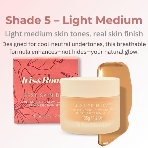 IRIS&ROMEO Best Skin Days Tinted Moisturizer SPF30 - Vitamin C & Hyaluronic Acid - 5 Light Medium