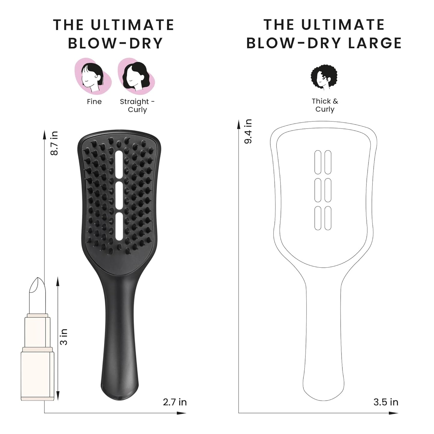 Tangle Teezer Ultimate Blow Dry Brush - Vented Hair Brush for Quick Blowouts | Adds Volume & Lift, Jet Black