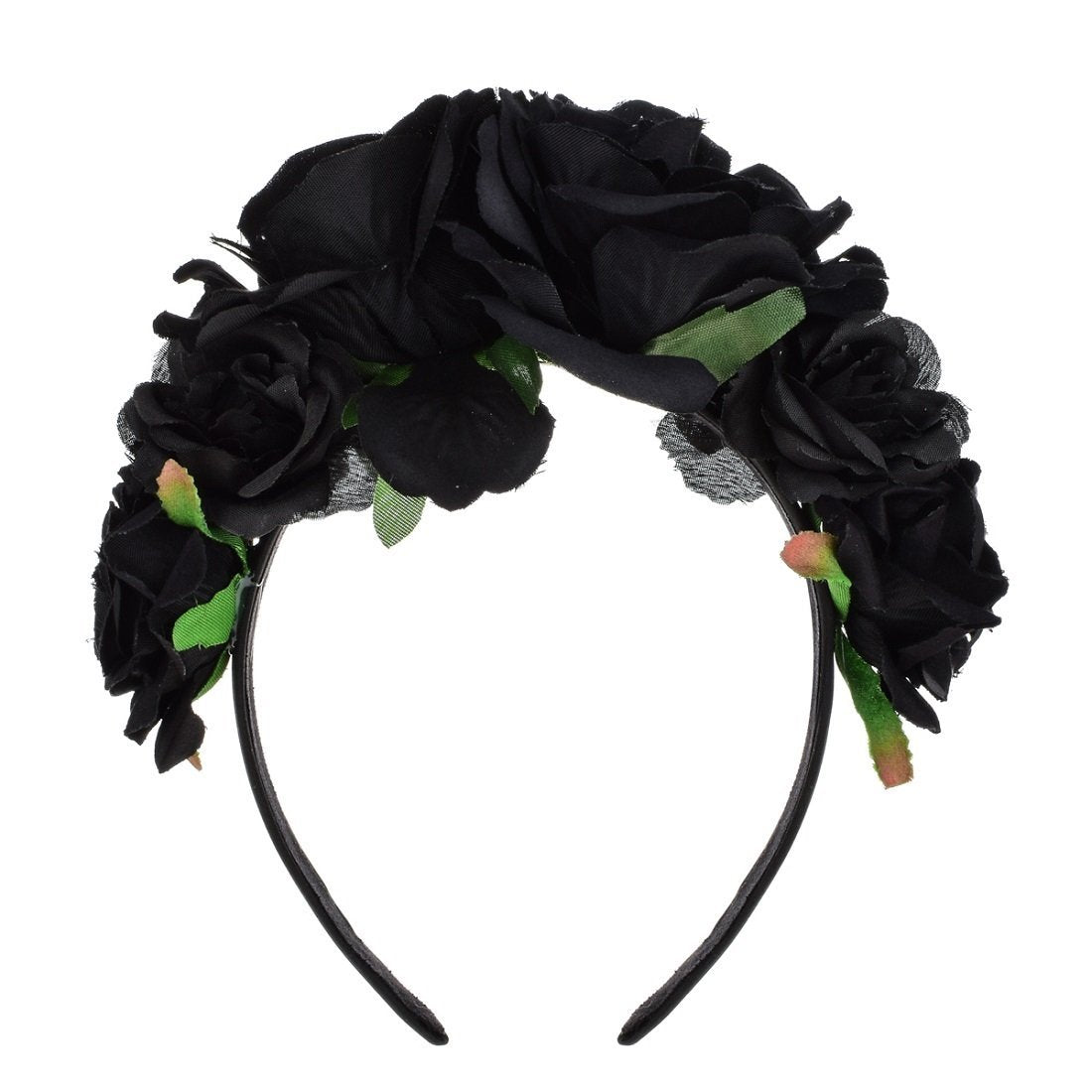 Vividsun Rose Flower Headband Floral Crown Day Of The Dead Headpiece (Black)