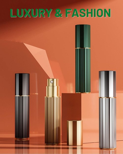 BRARIOS Travel Perfume Atomizer Refillable,Empty Portable Cologne Dispenser,Mini Aftershave Sprayer for Men and Women (Gold/5ml)