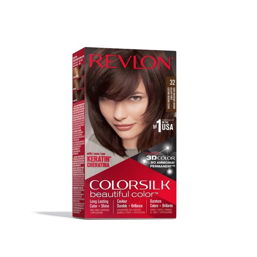 Revlon Colorsilk Permanent Hair Dye - 100% Gray Coverage, Ammonia-Free | Dark Mahogany Brown, 32