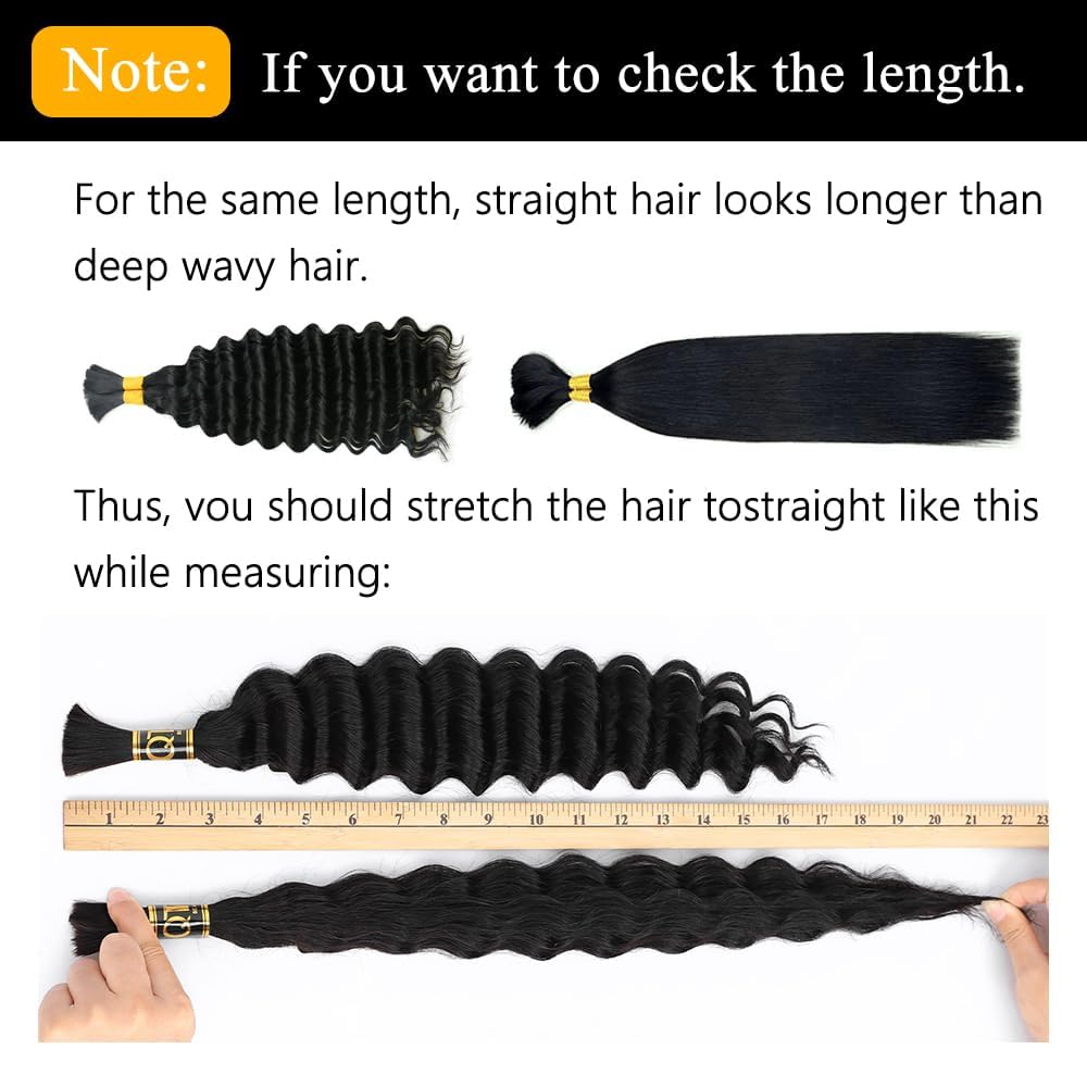 QTHAIR 14A Deep Wave Bulk Human Hair For Braiding No Weft (18", 1)100% Unprocessed Brazilian Deep Wave Human Hair Virgin Hair Extensions