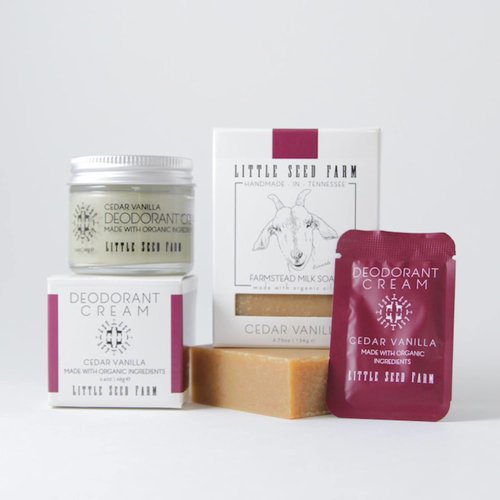 Little Seed Farm All-Natural Deodorant Cream - Cedar Vanilla Scent | Aluminum-Free, 2.4oz (68g)