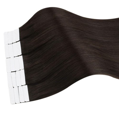 Ugeat Human Hair Tape in Extensions Brown Hair Extensions Real Human Hair Dark Brown Tape in Straight Remy Hair Extensions Invisible Double Sided Tape in Hair Extensions for Women 18Inch 20pcs 50G