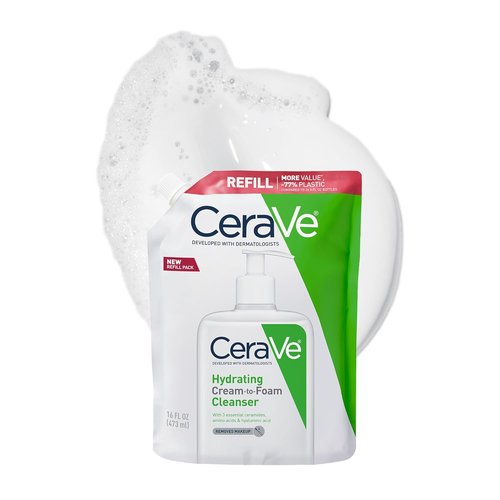 CeraVe Hydrating Foaming Cleanser - Makeup Remover for Dry Skin with Hyaluronic Acid | 16 oz Fragrance-Free