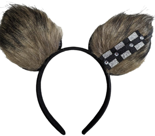 CLGIFT Mickey Minnie Ears Headband, Black Silver No Bow DIY Ears for Boy, Bulk Chewbacca Ears