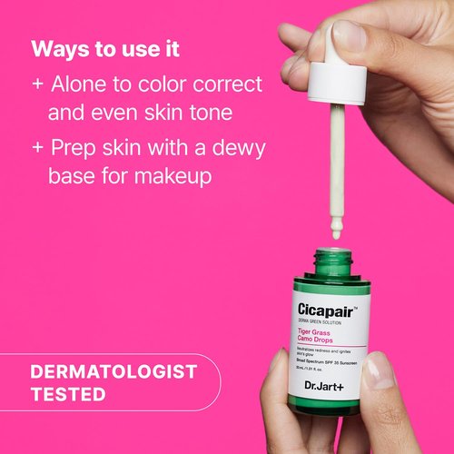Dr.Jart+ Cicapair Tiger Grass Camo Drops - Tinted Serum SPF 35 with Centella Asiatica | Korean Skin Tint, 1.01 Fl Oz