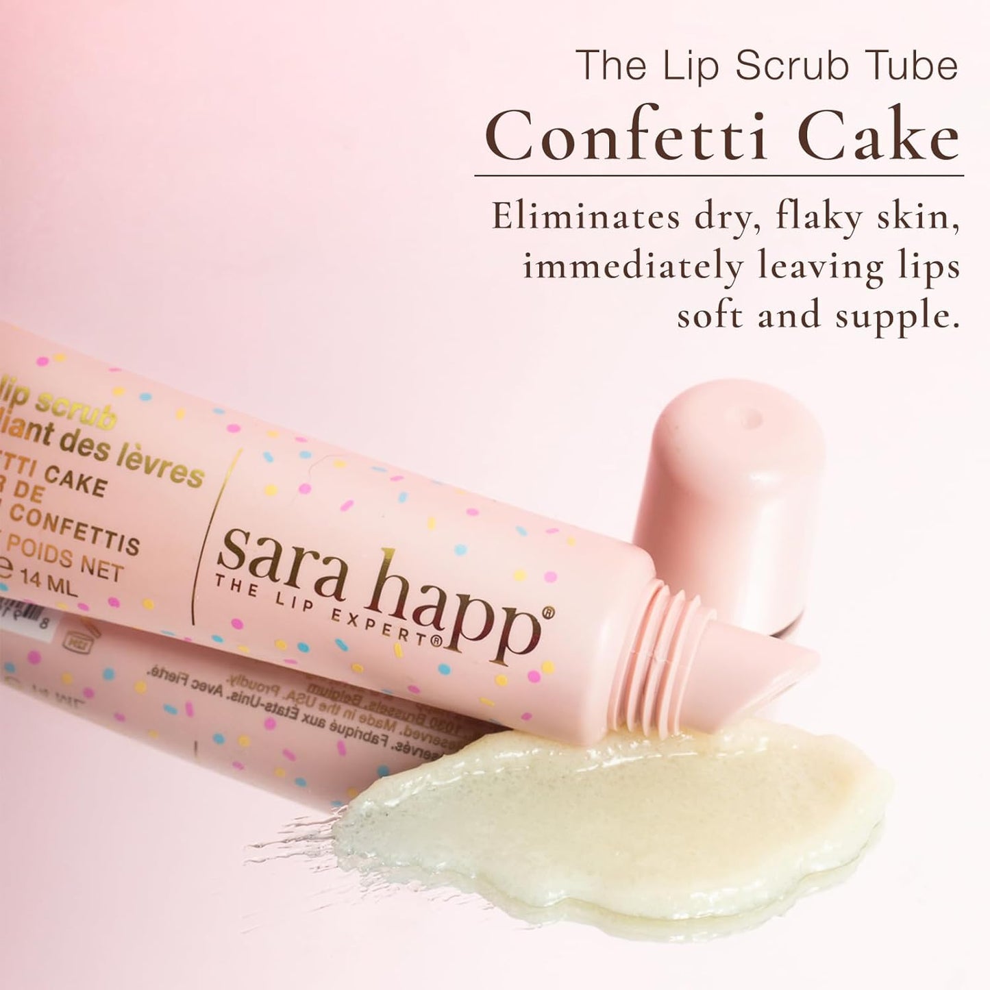 sara happ Confetti Cake Lip Scrub: Exfoliate, Moisturize, Smooth Lips with Almond Oil and Vitamin E, Enhance Lip Color