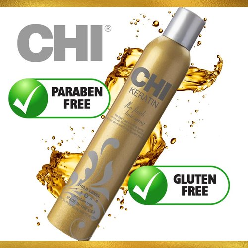 CHI Keratin Flex Finish Hair Spray - Lightweight, Long-Lasting Hold & Frizz Control | Unscented 10 Oz