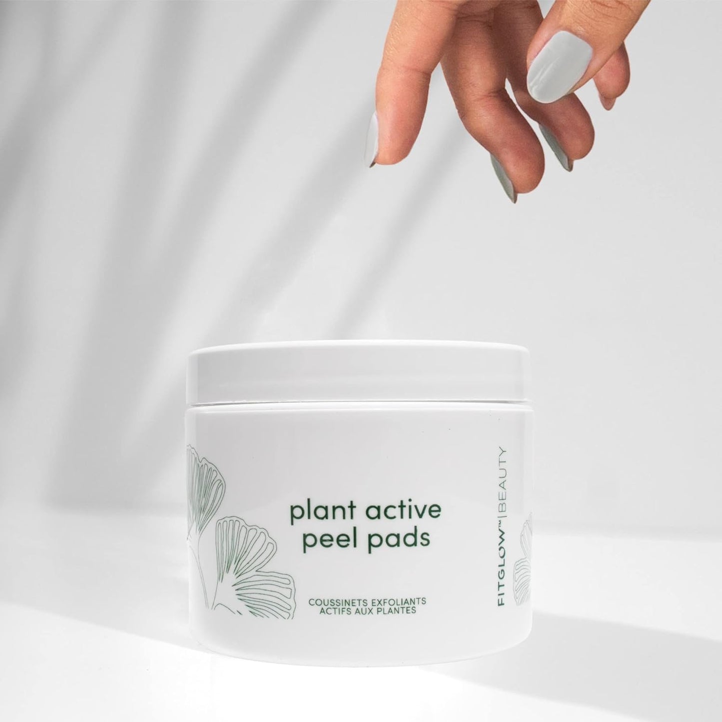 Fitglow Beauty | Plant Active Peel Pads - Natural Vegan Exfoliating Facial Wipes with Mandelic, Salicylic & Citric Acid | 50 Pads