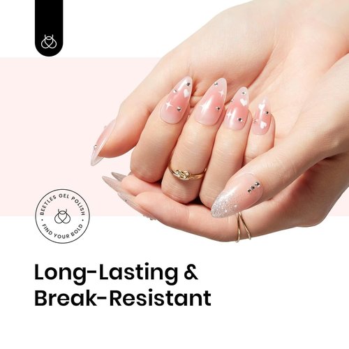 beetles Gel Polish 2Pcs 15ml Nail Glue Kit for Acrylic Nails, 5 in 1 Super Strong Brush in Nail Gel Glue for False Nails Tips and Gel Nail Polish Led Lamp Required