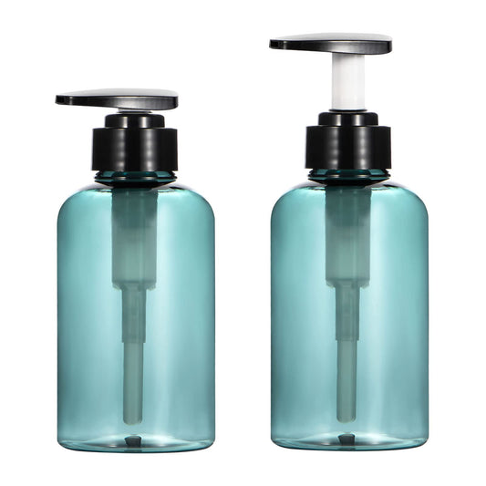 Yebeauty Pump Bottle 10oz, 2 PCS Shampoo Bottles Dispenser with Pump Refillable Containers, 300ml,Clear Blue