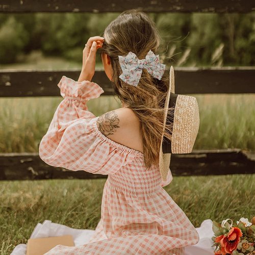 6 Pcs Big Bow Hair Barrettes 8 Inch Leopard Rhombus Floral Satin Hair Bow Handmade Ribbon Bow knot Hair Clips for Fashion Women