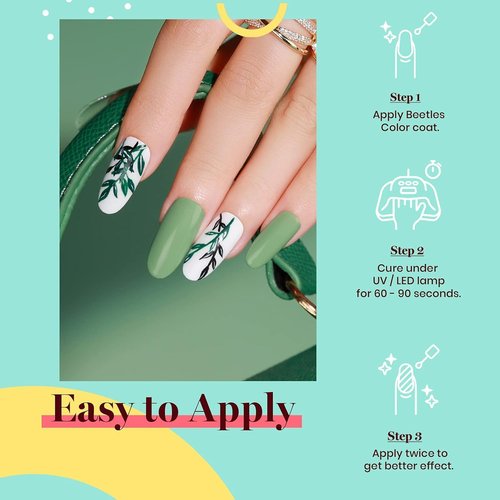 Beetles Green Gel Nail Polish, Emerald Olive Sage Green Eucalyptus Gel Polish 15ml Soak Off UV LED Day Nails Lamp Easter Spring Nails Art Manicure Salon DIY Home Gift for Her