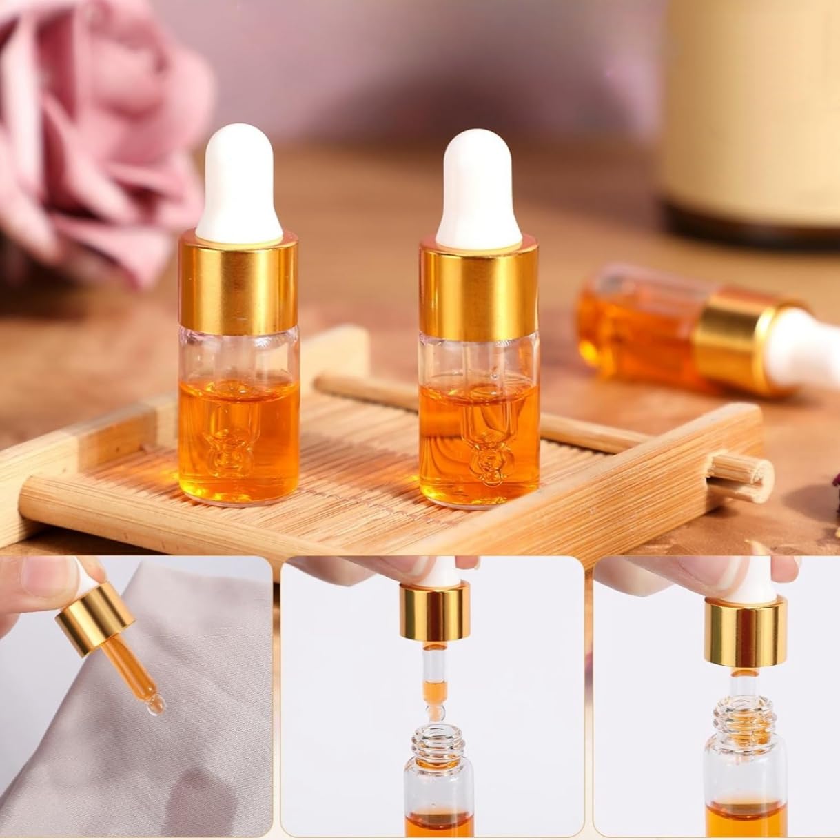 OiwMuOck 8 pcs Travel split bottle Eye dropper glass bottle Anointing oil for prayer Protective travel set for frankincense oil (2 ml)