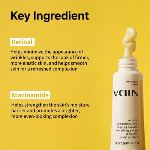 NIDA Revive Eye Cream - Probiotic Lystate Solution with Retinal & Peptide Complex | Reduces Wrinkles & Fine Lines | 1.35 fl. oz. (40ml)