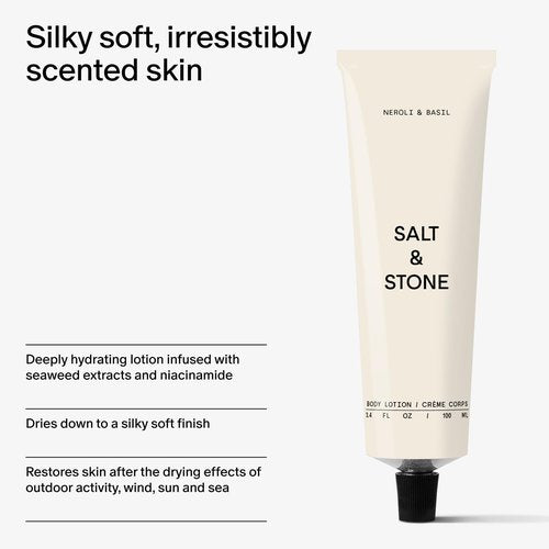 Salt & Stone Body Lotion for Women & Men | Neroli & Basil | Hydrates, Nourishes & Softens Skin | Restores Dry Skin | Fast-Absorbing | Cruelty-Free & Vegan | 3.4 fl oz