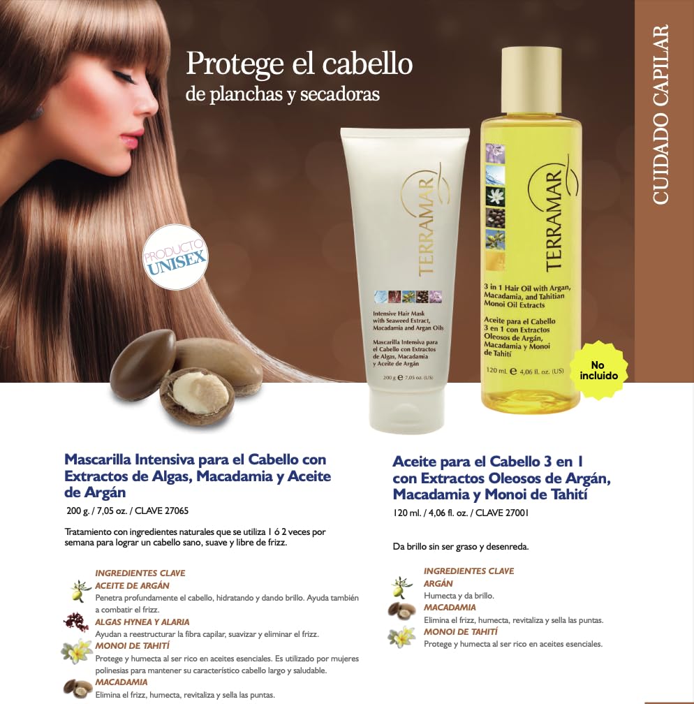 Terramar Intensive Hair Mask - Deep Conditioning with Seaweed, Macadamia & Argan Oils | 7.05 oz