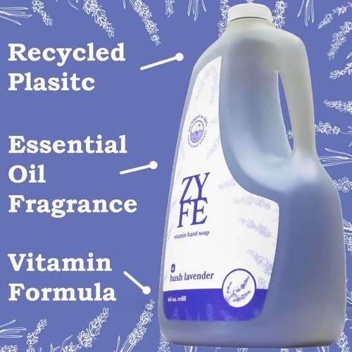 Hush Lavender Liquid Hand Soap Refill - Non-Toxic, Plant-Derived & Vitamin Infused - 64oz Kitchen & Bathroom Essentials