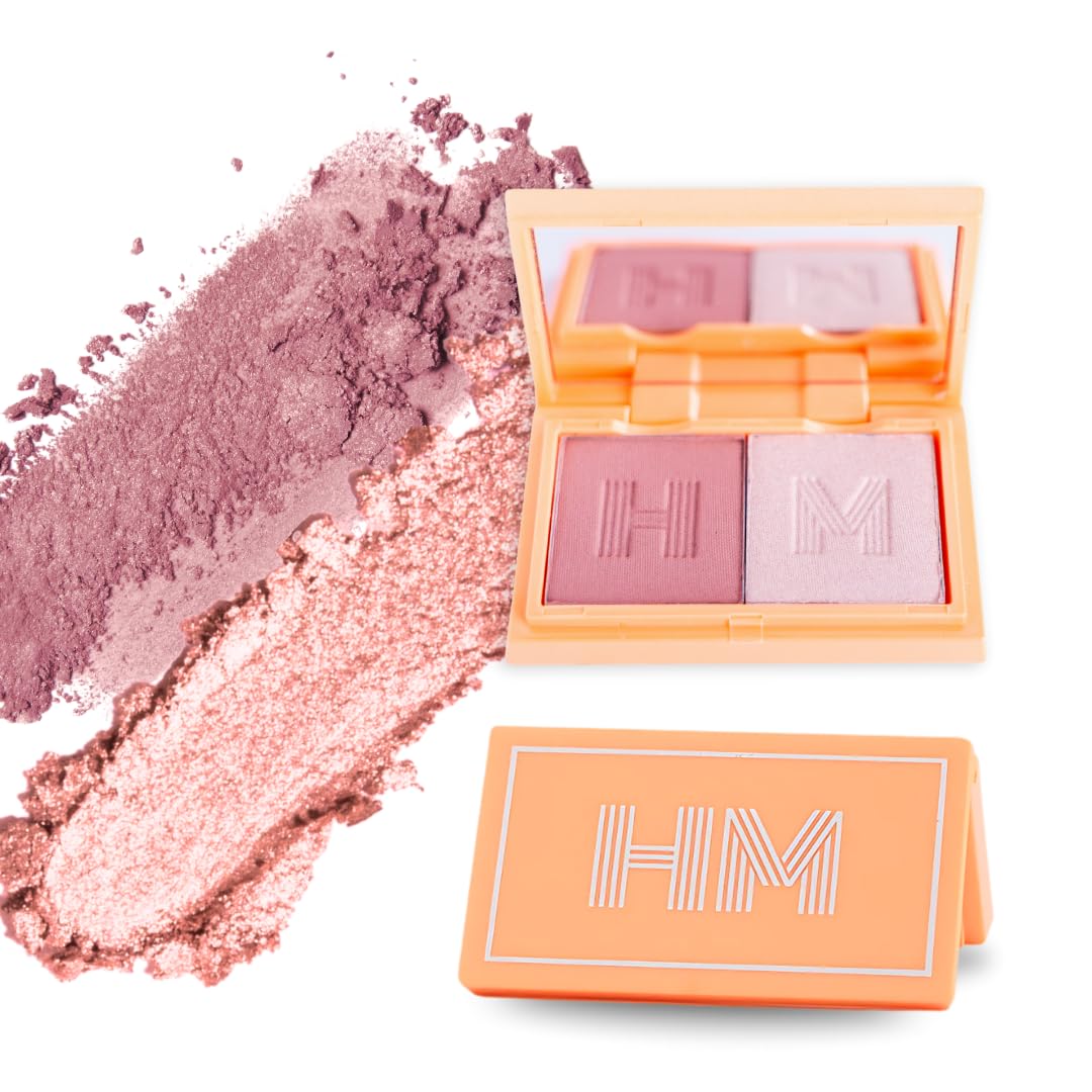 Skiennix Mini Blush + Brighten Highlighter Duo | Lightweight, Blendable Shimmer Blush - High Pigmented Makeup Palettes