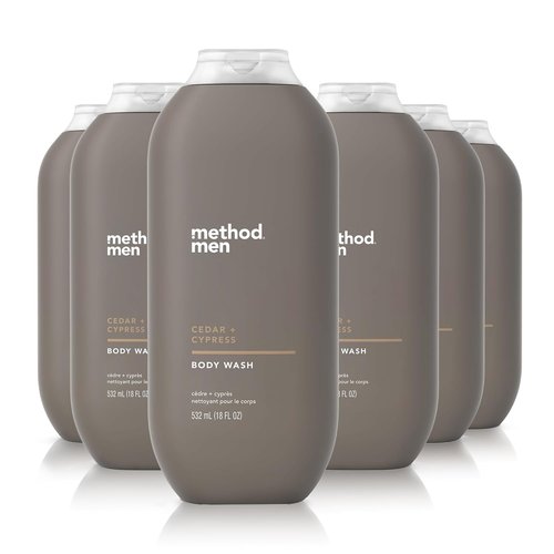 Method Men Body Wash - Cedar + Cypress | Paraben & Phthalate Free, 18 FL Oz (Pack of 6)