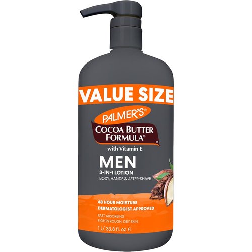Palmer's Cocoa Butter Formula Men's Face Moisturizer - 3-in-1 Fast Absorbing Lotion, 33.8 oz | 48-Hr Hydration with Vitamin E