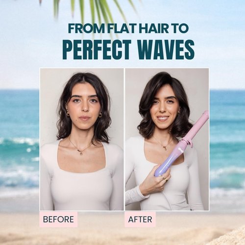 Beachwaver Co. B1.25 Rotating Curling Iron - Pink Sunset | Automatic 1.25-Inch Ceramic Iron for Medium-to-Long Hair | Travel-Friendly, Auto Shut-Off
