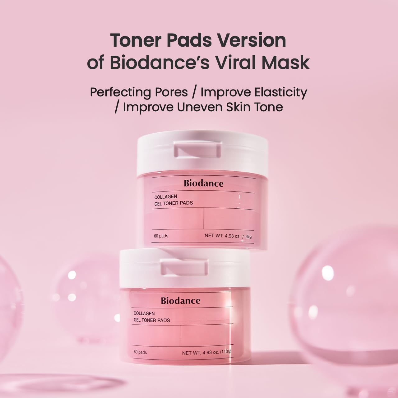 Biodance Collagen Gel Toner Pads | Pore Perfecting, Improving Elasticity, Korean Toner Pads for Sensitive Skin | 4.93 fl.oz.(140g), 60Pads