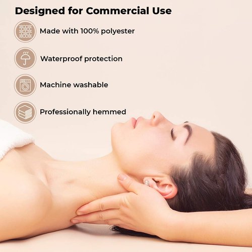 ForPro Professional Collection Waterproof Massage Table Cover - Machine Washable Spa Treatment Sheet Set | Natural