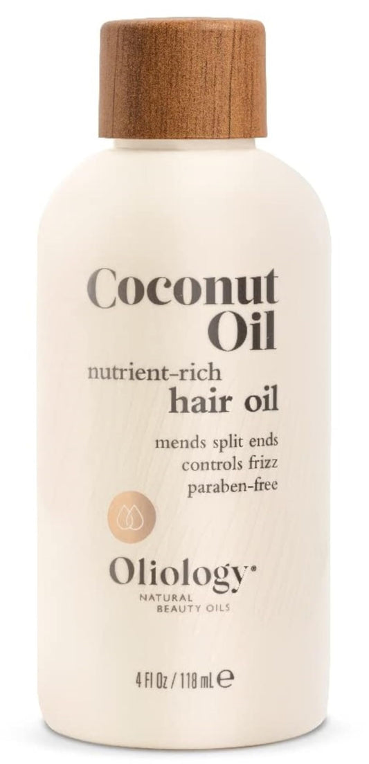 Oliology Coconut Hair Oil - Meds Split Ends, Controls Frizz, Hydrates & Softens - Lightweight Formula Helps Repair Distressed Hair from Heat Styling & Treatments | Made in USA & Paraben Free (4oz)