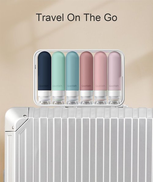Quatish Travel Bottles - Leakproof 3 oz TSA Approved Containers | BPA Free Silicone for Toiletries (6 Pack)