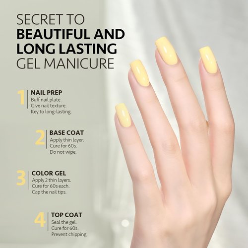 GAOY Pastel Gel Nail Polish, 16ml Soak Off Gel Polish, UV Light Cure for Nail Art DIY Manicure at Home, 1162 Lemon Pie