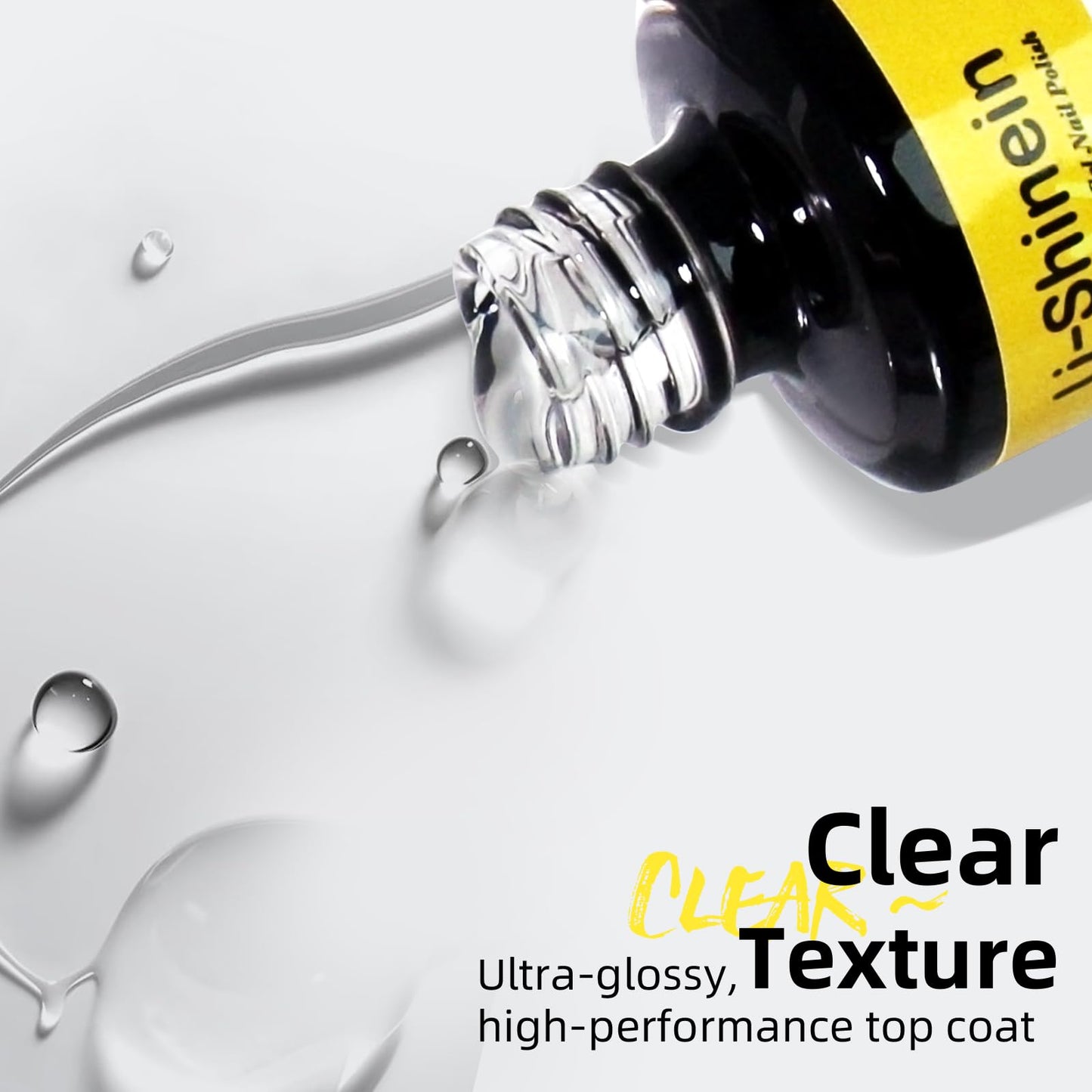 U-Shinein Shine UV Top Coat, 2 in 1 No Wipe Sunscreen Top Coat Gel, Glassy Clear Gel Keeps Nails From Yellowing or Staining, Requires UV Lamp