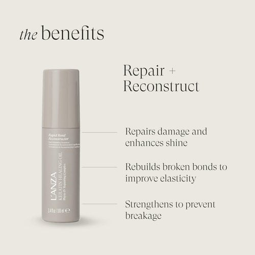 L'ANZA Rapid Bond Reconstructor - Keratin Healing Oil Hair Care Bond Restore Treatment, Phyto IV Complex Hair Repair Treatment for Damaged Hair & Dry Hair, Vegan Hair Split End Repair Serum (3.1Fl Oz)