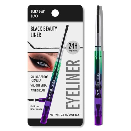 BEPHOLAN Waterproof Gel Eyeliner Pencil - Long-Lasting Smudge-Proof Eye Liner for Women | Black
