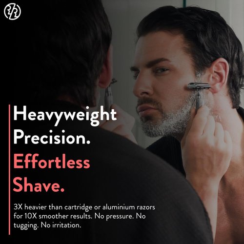 Rockwell Razors 6C White Chrome Safety Razor - Adjustable Shave Settings for Sensitive Skin | 5 Recyclable Blades