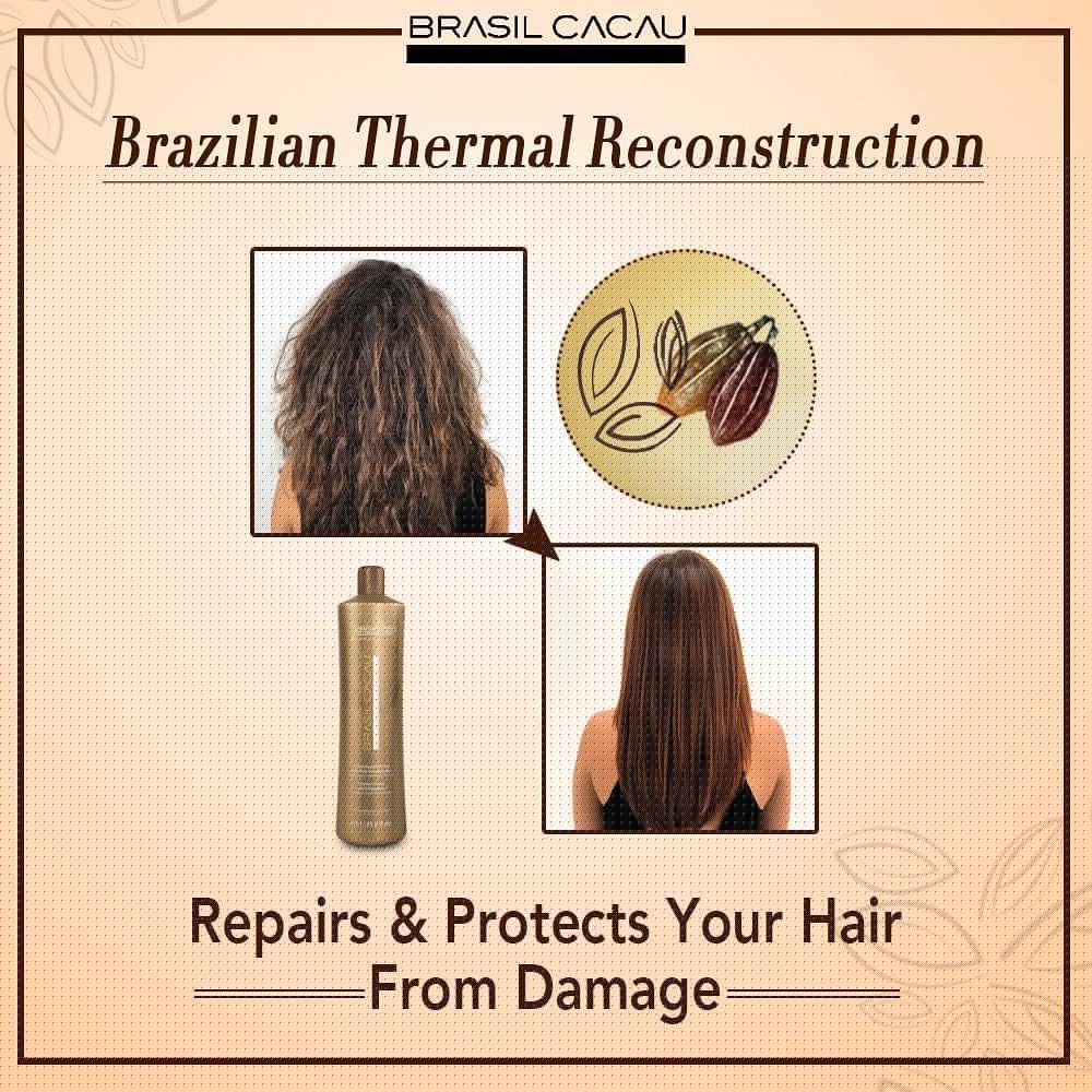Brasil Cacau Keratin Thermal Treatment - 3 Step Hair Smoothing System for Frizz Control