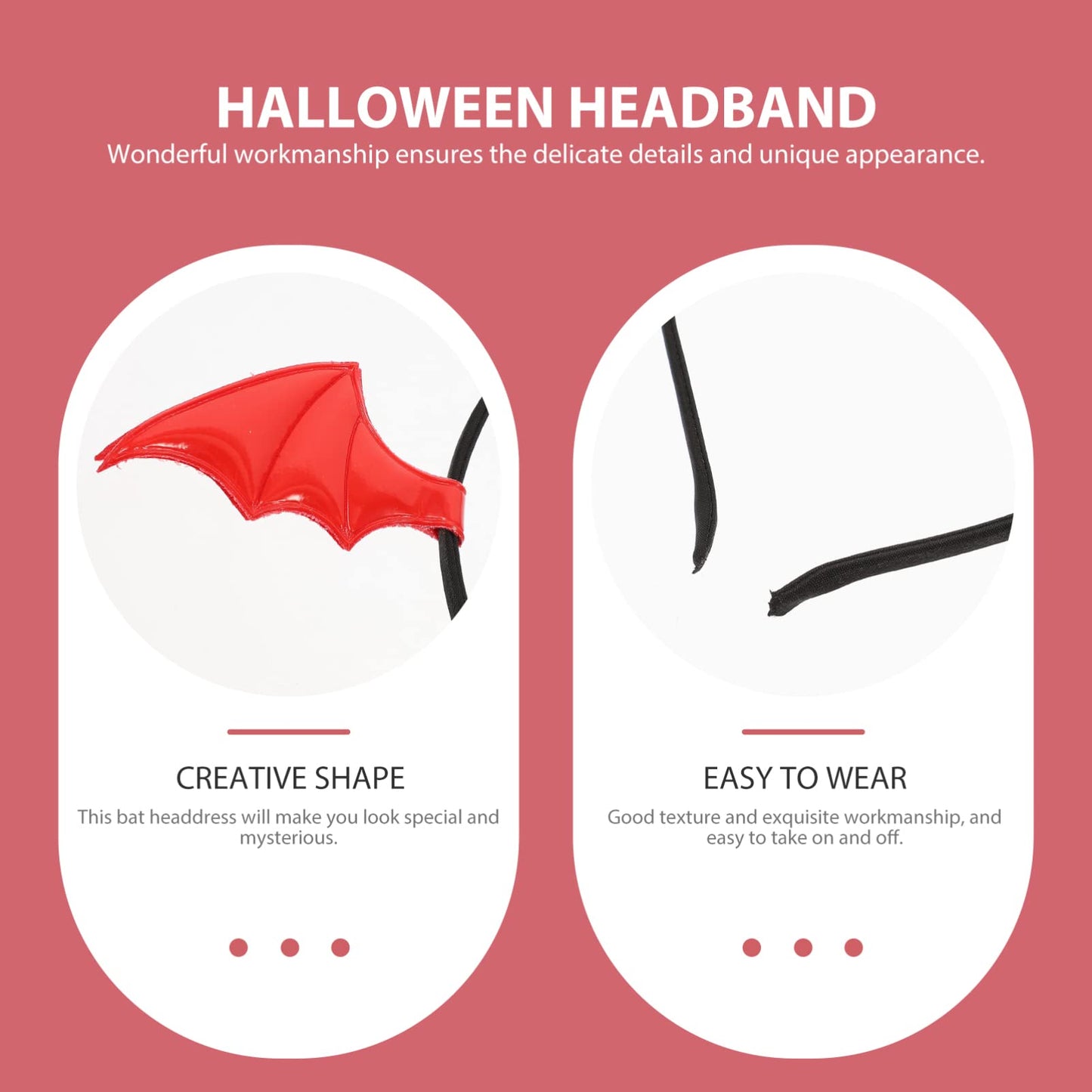 Beaupretty Bat Ears Halloween Bat Hair Clips Bat Wings Headband Cartoon Bat Ears Headband Hair Accessories Cosplay Costume Red Goth Hair Clips