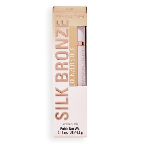 Revolution Beauty London Skin Silk Bronzer Stick - Buildable Cream-to-Powder Formula, Vegan, Fair Sand, 0.15 oz