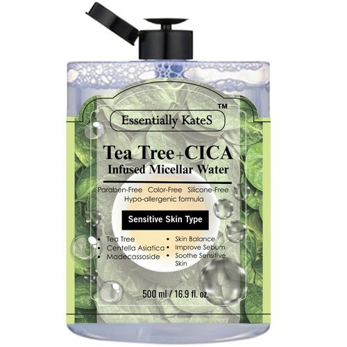 Essentially Kate's Micellar Cleansing Water - Hydrating Makeup Remover with Hyaluronic Acid & Tea Tree, 16.9 Fl Oz for Sensitive Skin | Eyes, Face & Lips