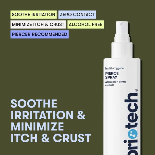 BRIOTECH Pierce Spray, Hypochlorous Acid, Gentle Piercing Aftercare, Calm Redness & Itch, Reduce Bumps, HOCl Saline Spray, Contact Free, No Rinse or Residue, Alcohol Free, 4 fl oz
